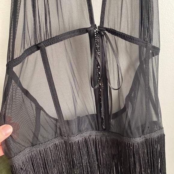 Sheer Halter Top with Fringe - Picture 4 of 6